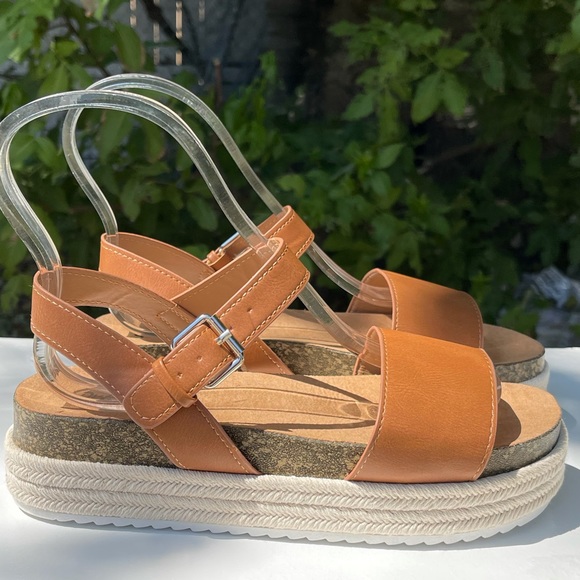 Qupid Cancun Black Rafia Espadrille Cork Wedge Platform Sandal - Picture 12 of 12